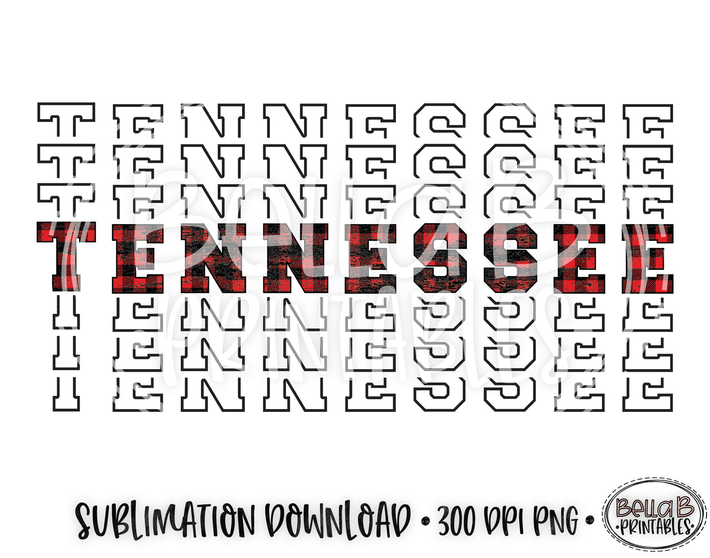 Tennessee State Sublimation Design, Mirrored State Design