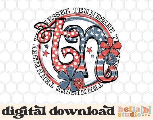 Tennessee Retro Flowers PNG Design