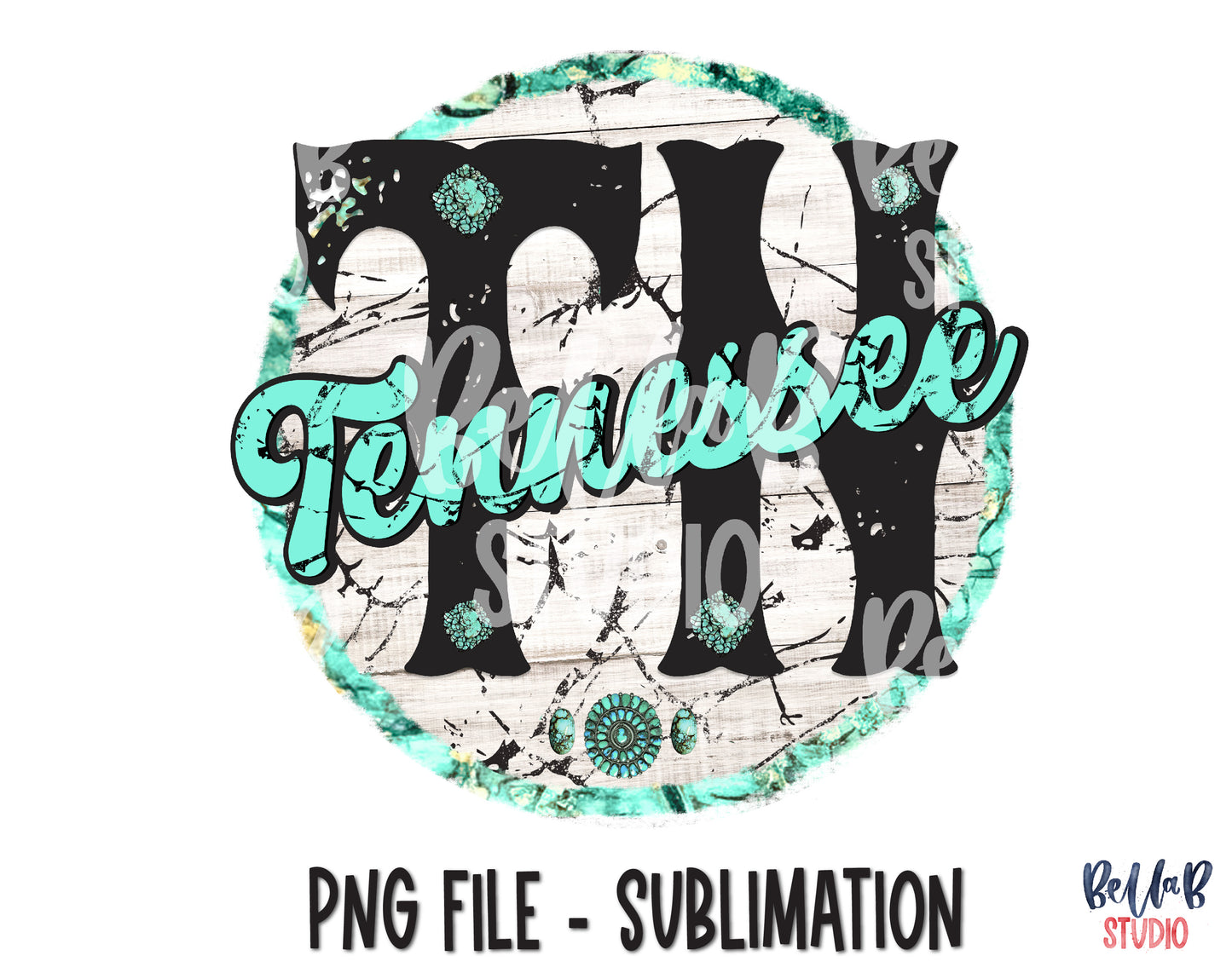Tennessee Turquoise Sublimation Design