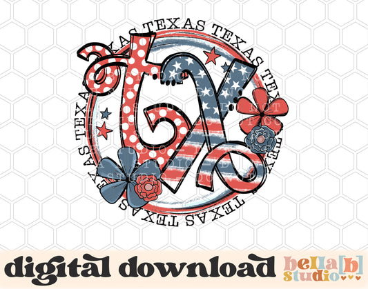 Texas Retro Flowers PNG Design