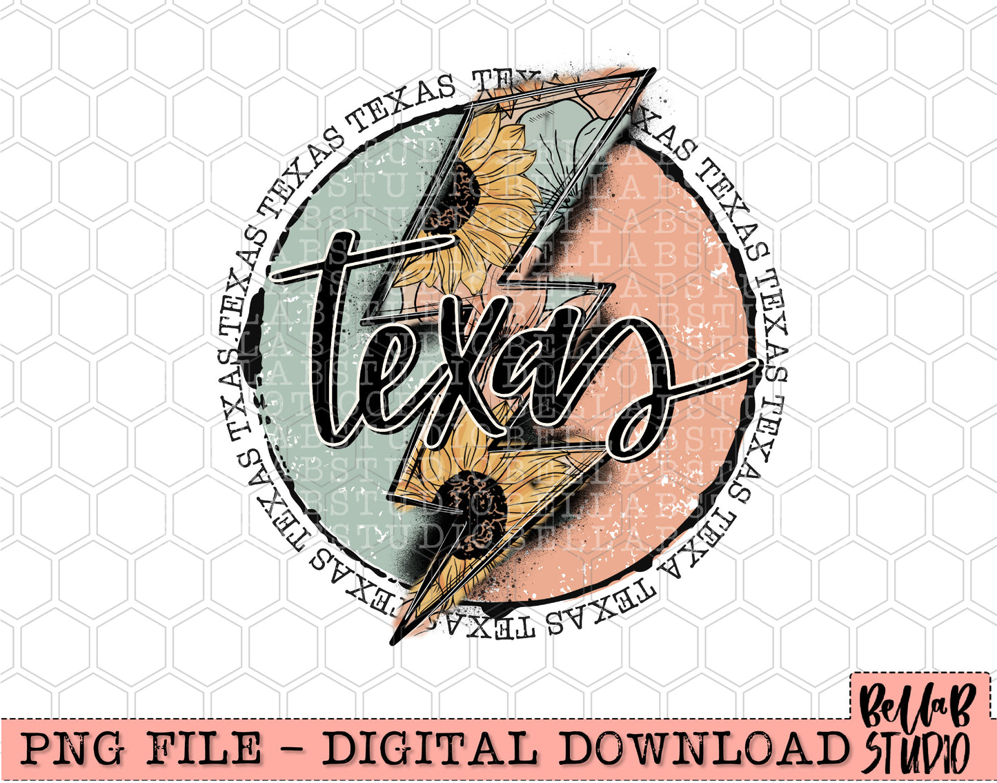 TEXAS Sunflower Bolt PNG Design