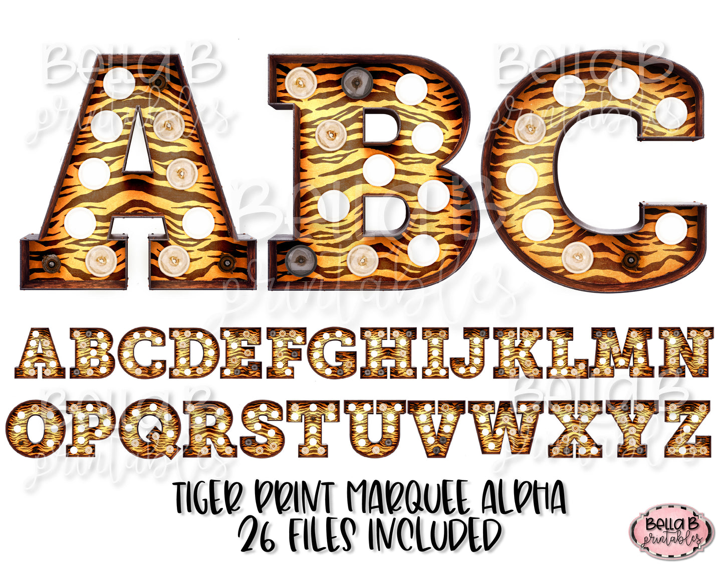 Tiger Print Marquee Alphabet Letters, Marquee Alphabet Set