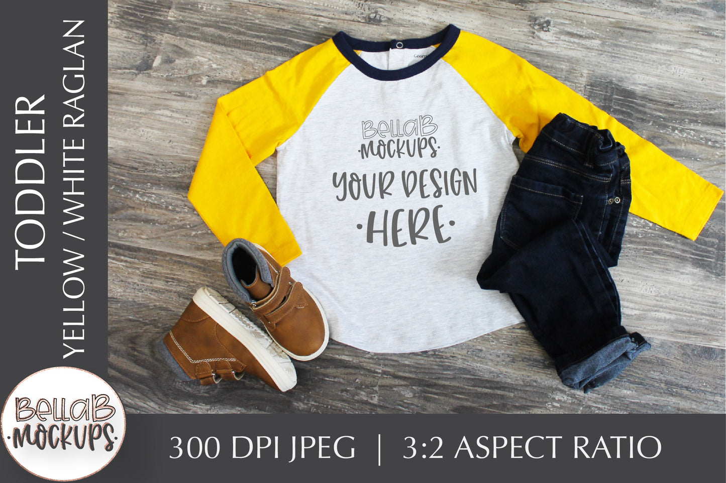 Toddler Boys White Raglan Mockup