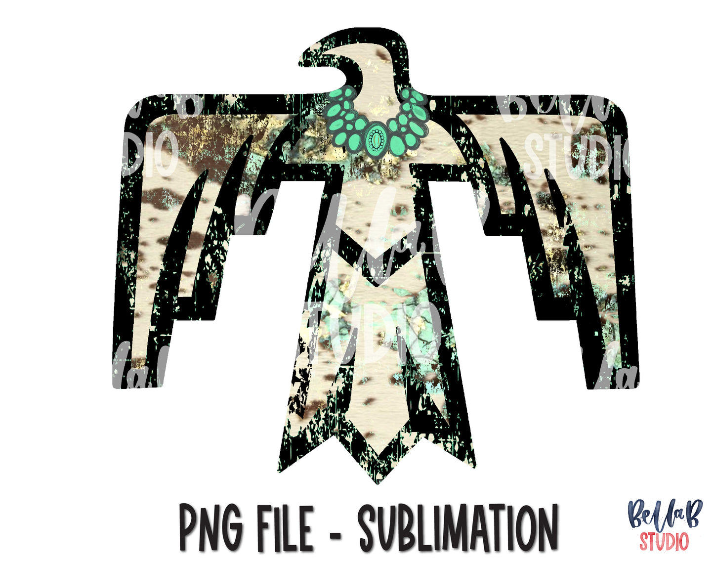 Turquoise Gem Tribal Thunderbird Sublimation Design