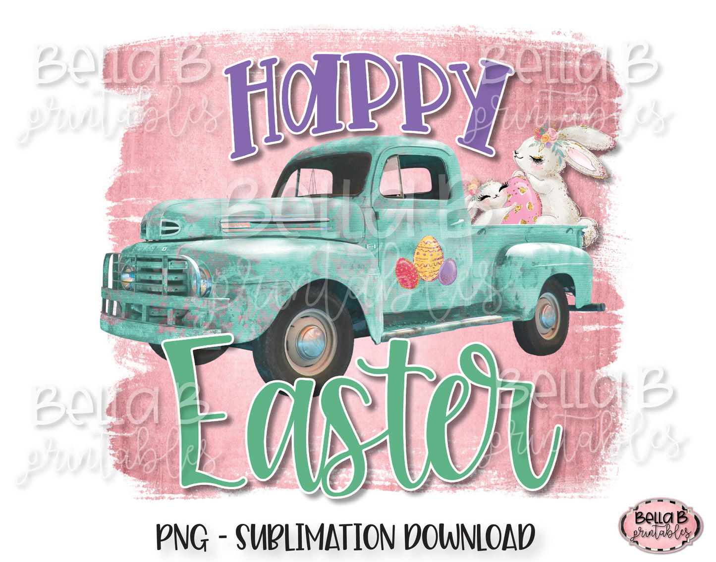 Easter Sublimation Design, Easter Truck, Happy Easter