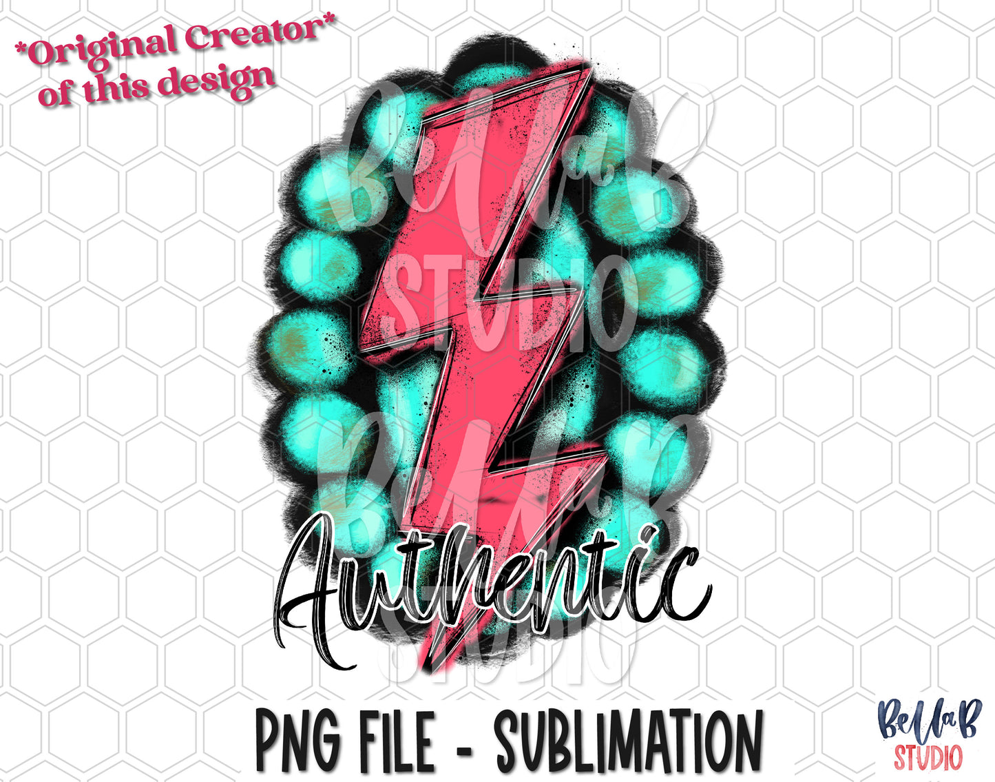 Authentic Turquoise Gem Lightning Bolt Sublimation Design