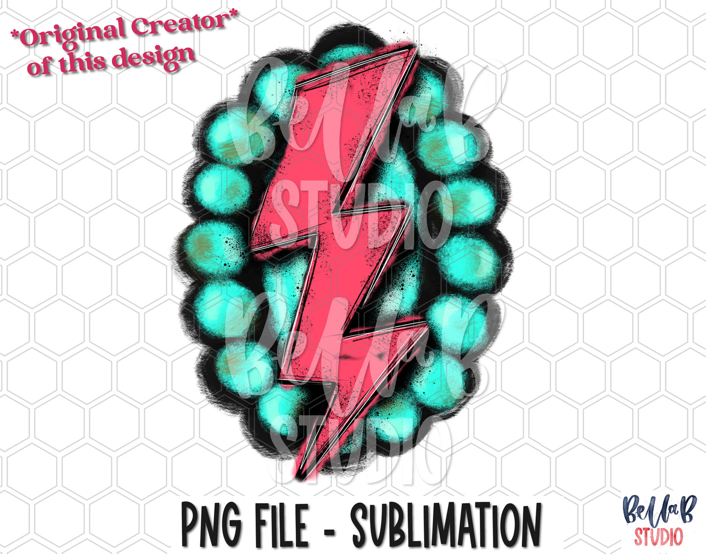 Turquoise Gem Lightning Bolt Sublimation Design
