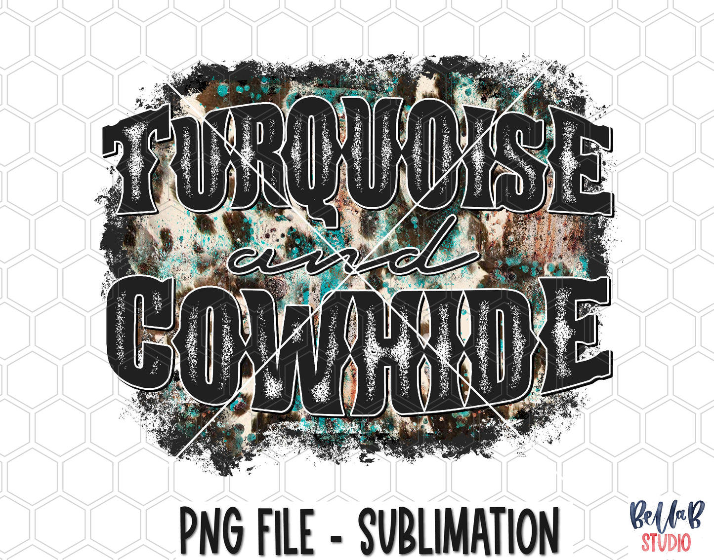 Turquoise And Cowhide Sublimation Design