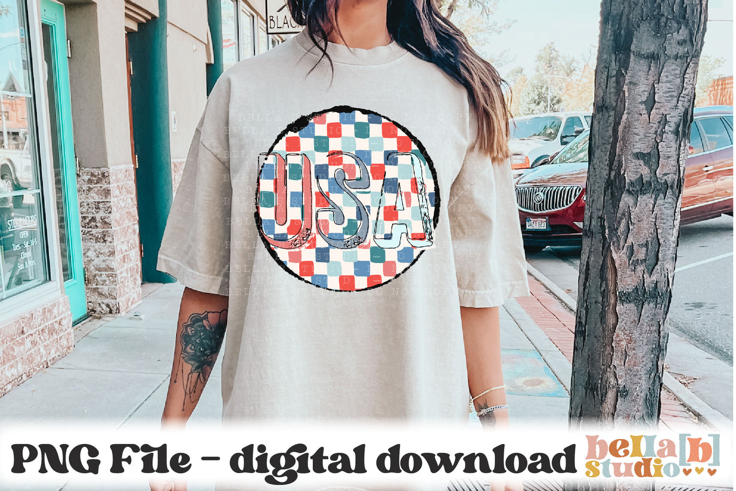 USA Retro Checkered PNG Design