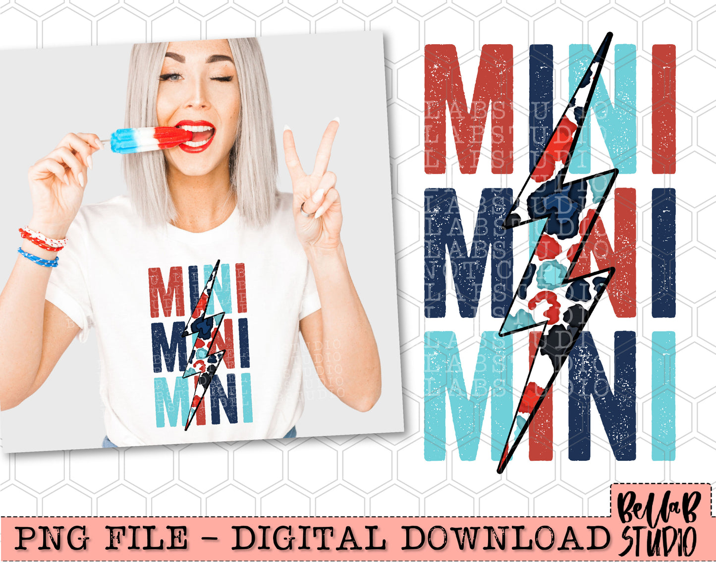 Mini Patriotic Leopard Bolt Stack PNG Design