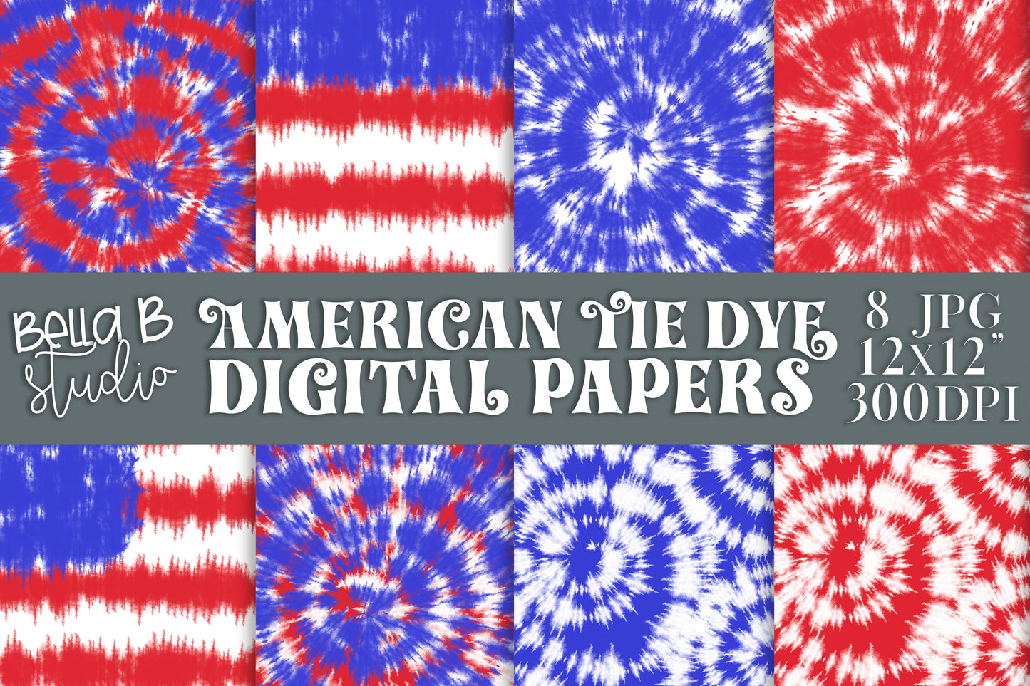 American Tie Dye Digital Papers