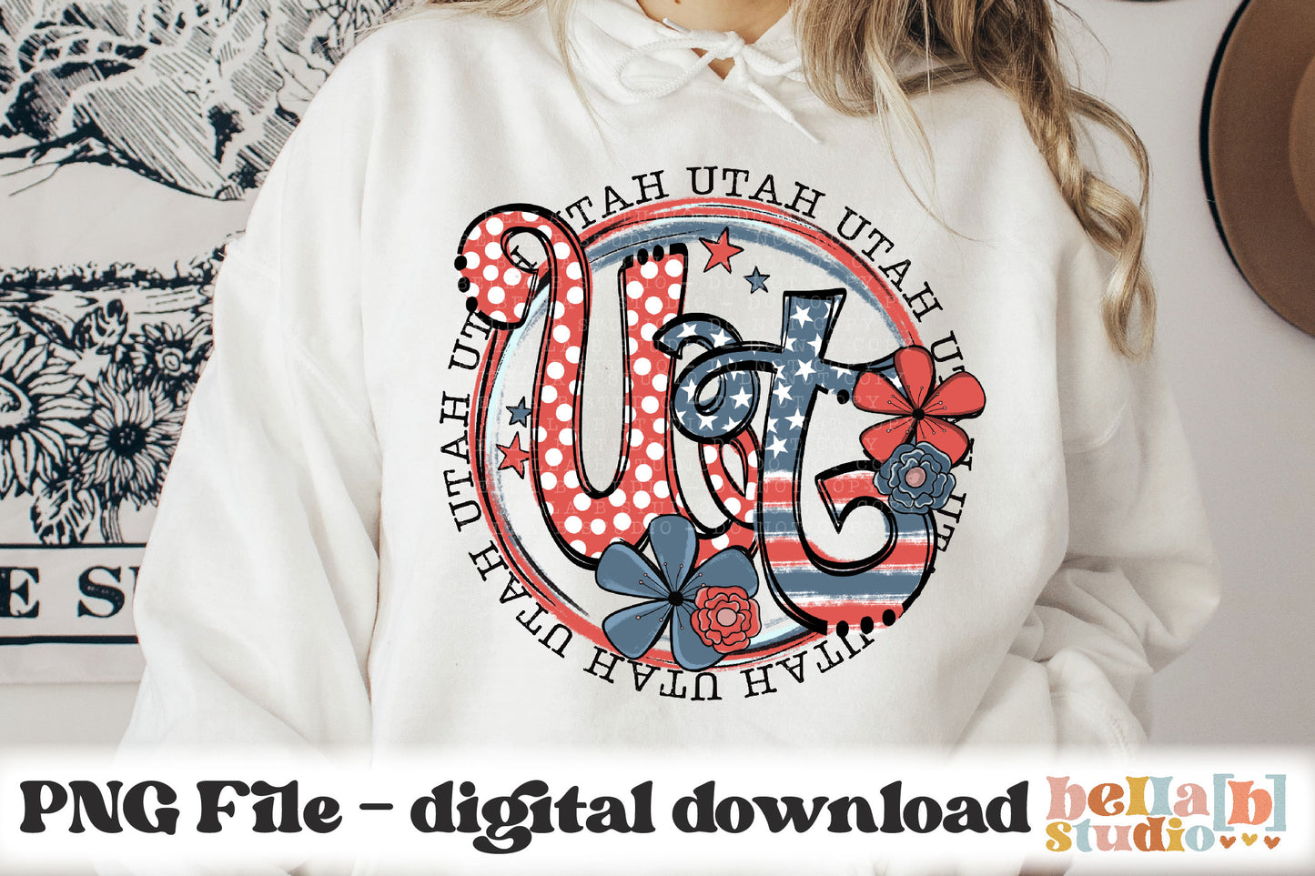 Utah Retro Flowers PNG Design