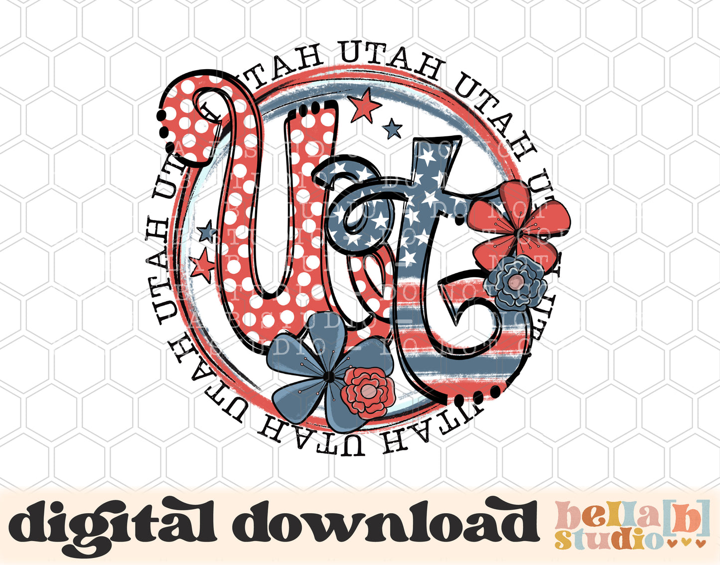 Utah Retro Flowers PNG Design