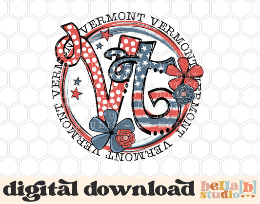 Vermont Retro Flowers PNG Design