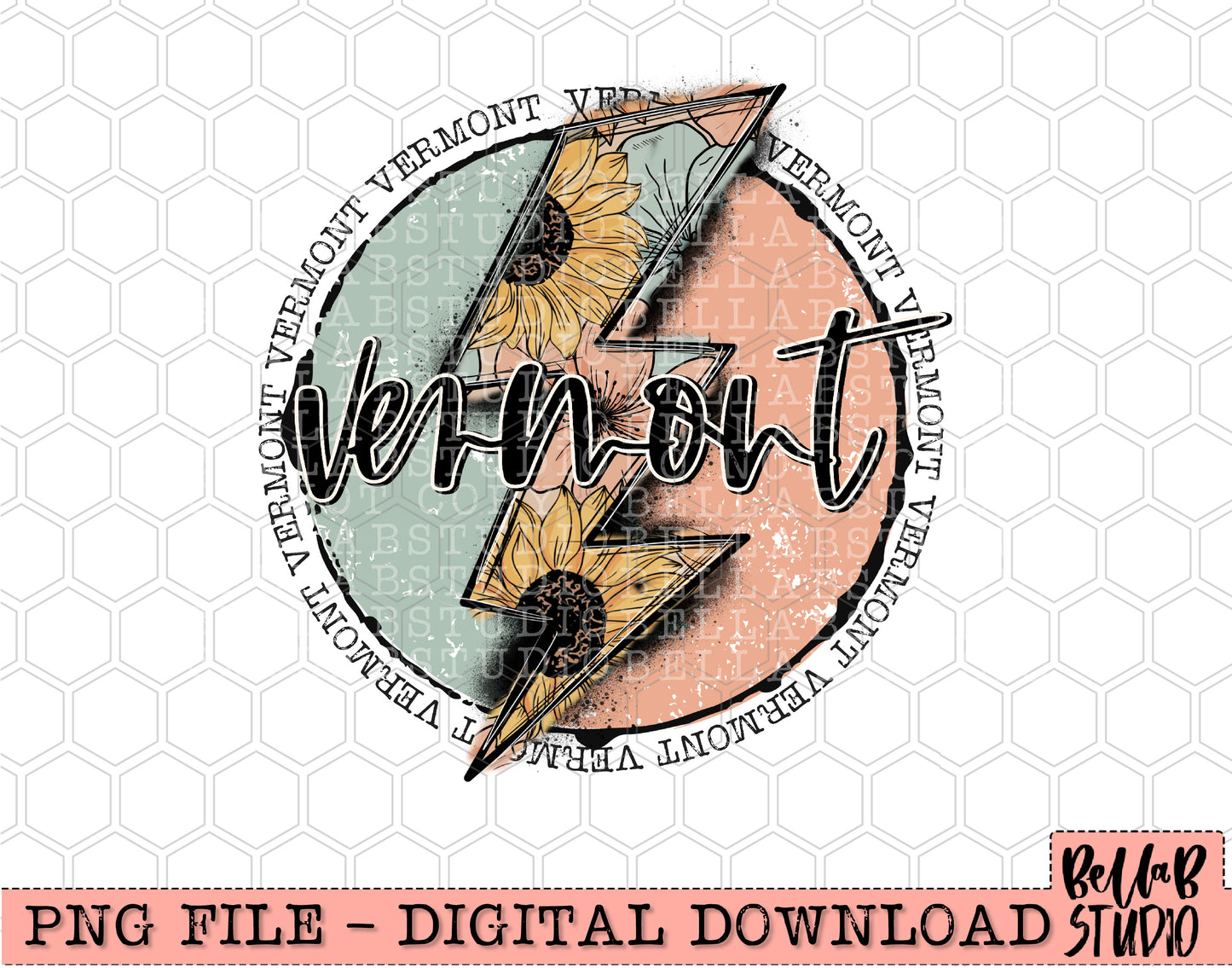 VERMONT Sunflower Bolt PNG Design