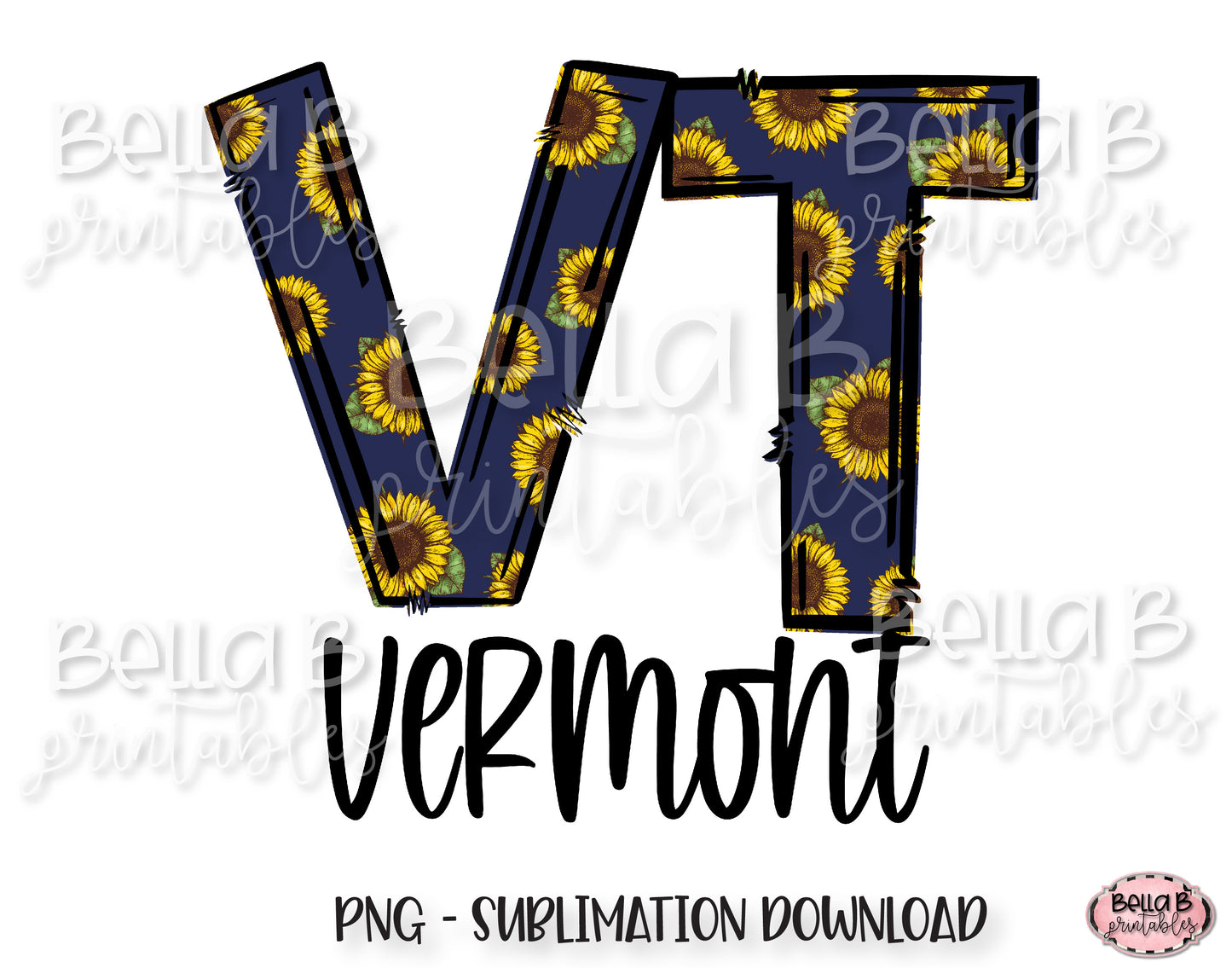 Sunflower Vermont State Sublimation Design
