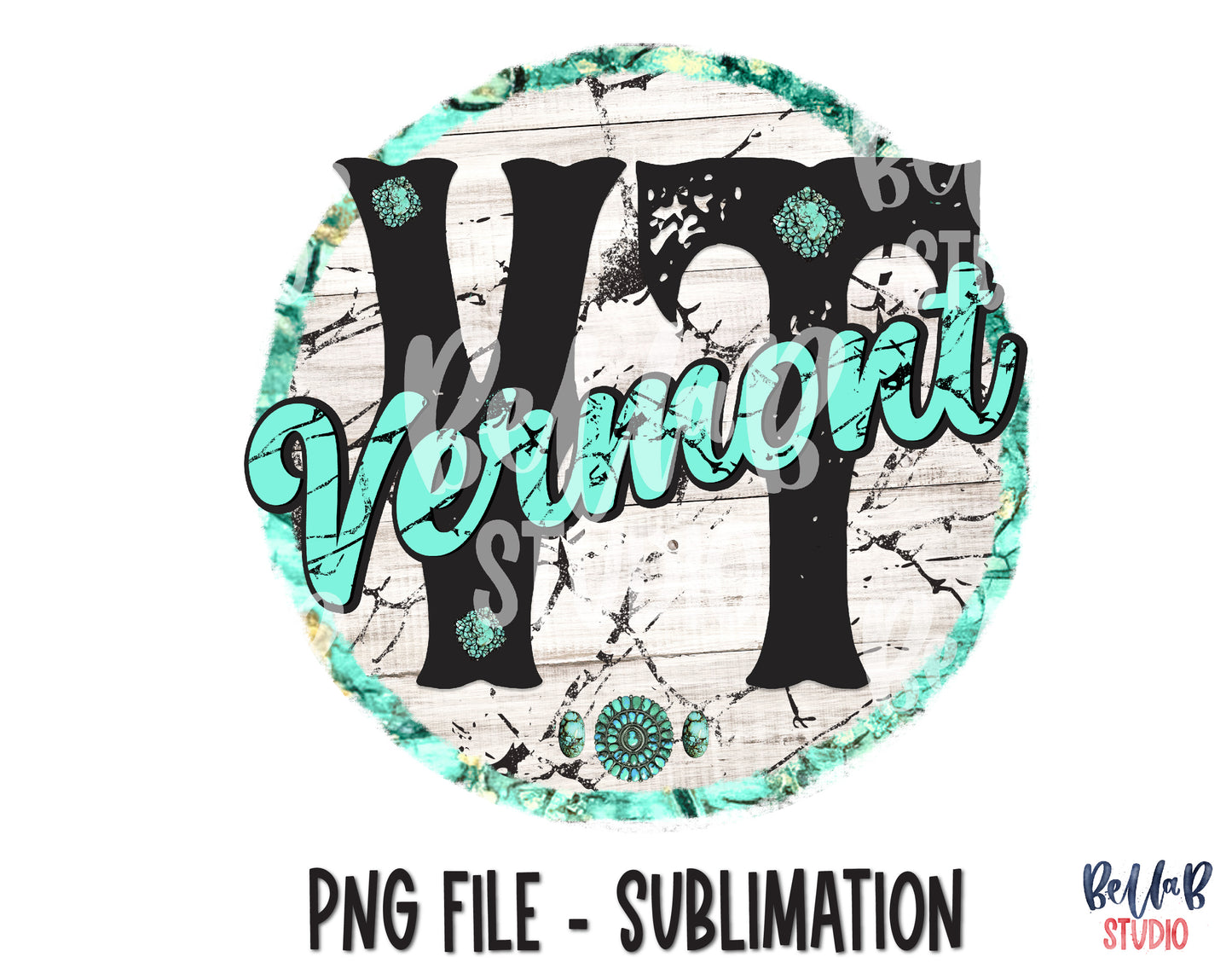 Vermont Turquoise Sublimation Design