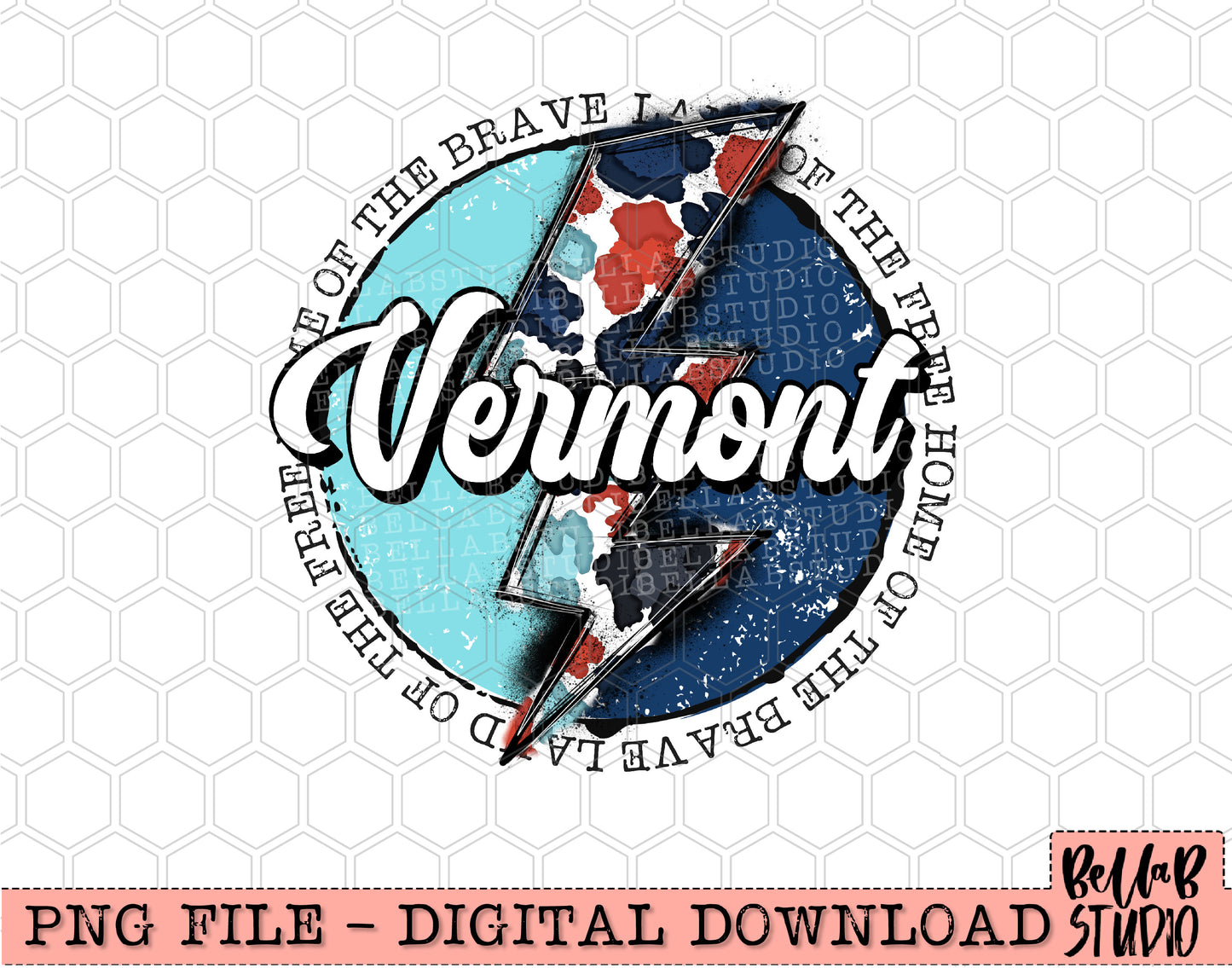 VERMONT Patriotic Bolt PNG Design
