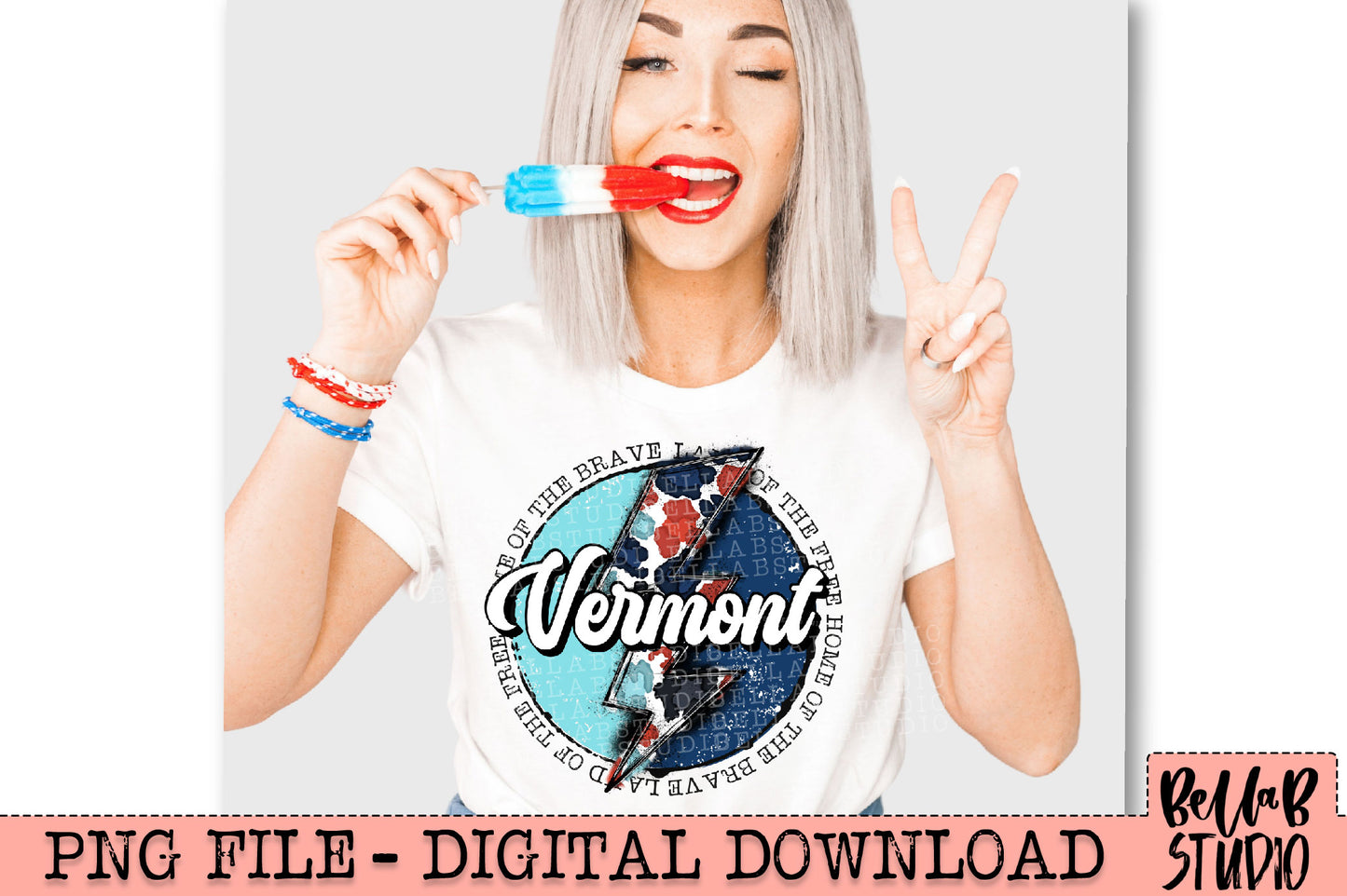 VERMONT Patriotic Bolt PNG Design