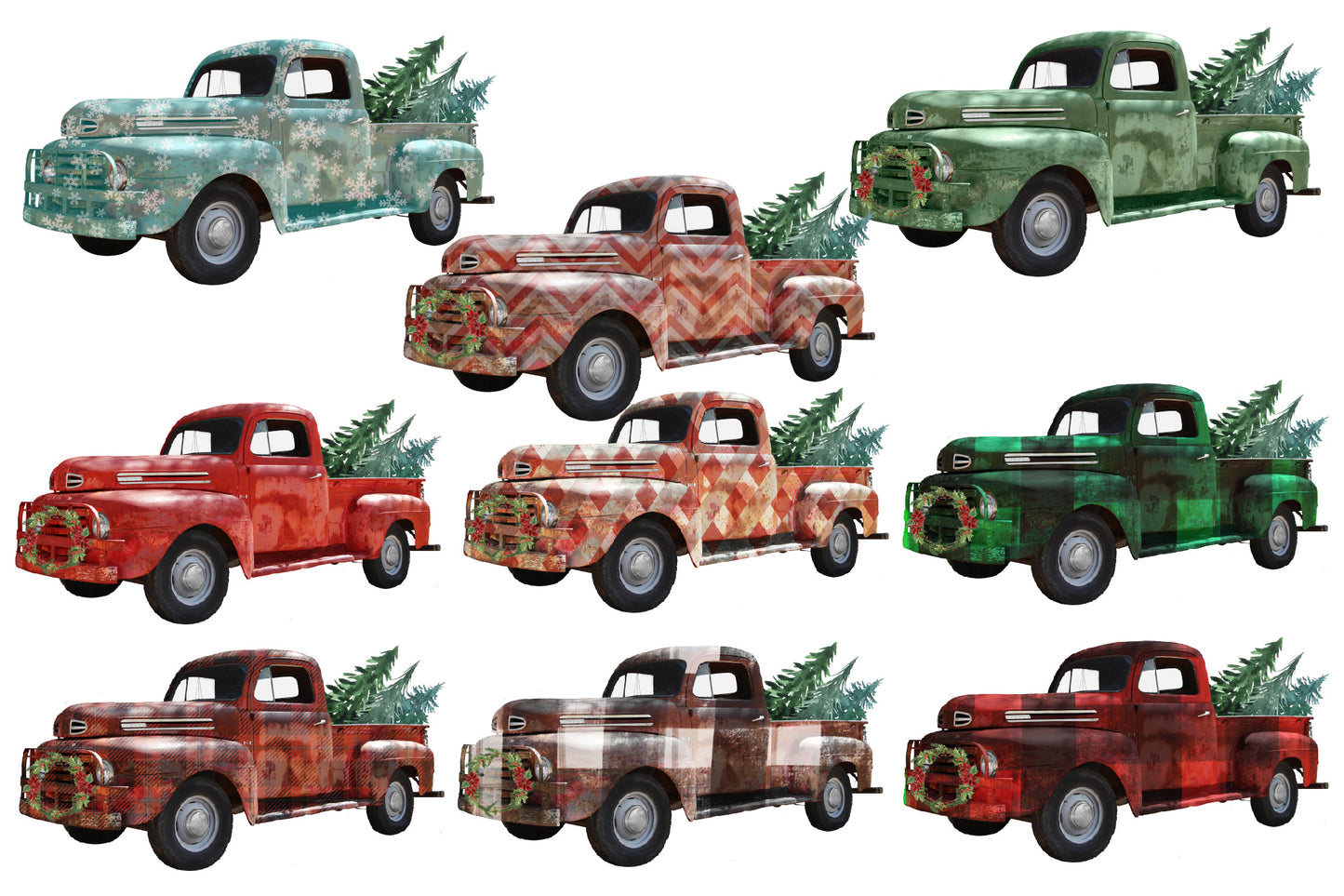 Christmas Truck Sublimation Elements Bundle