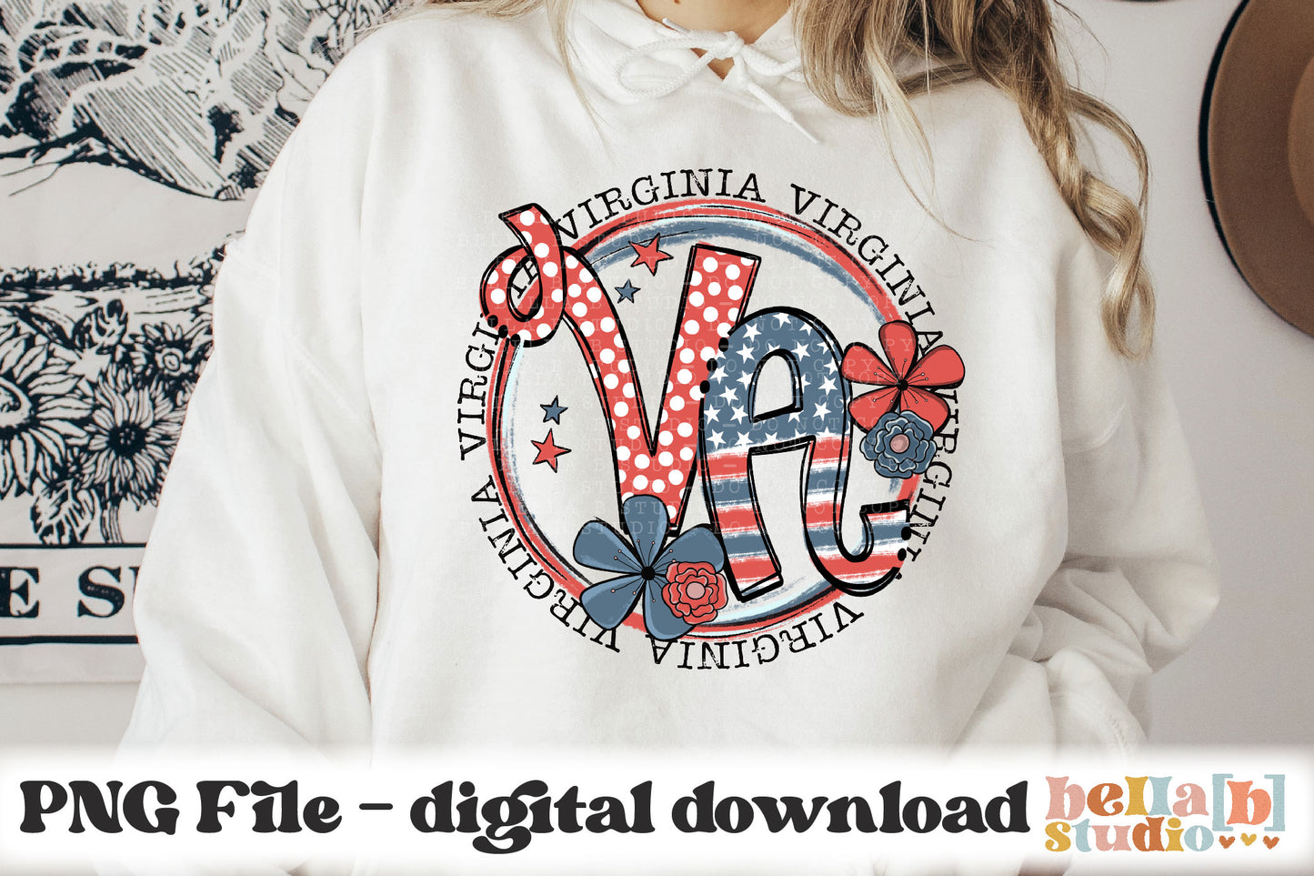 Virginia Retro Flowers PNG Design