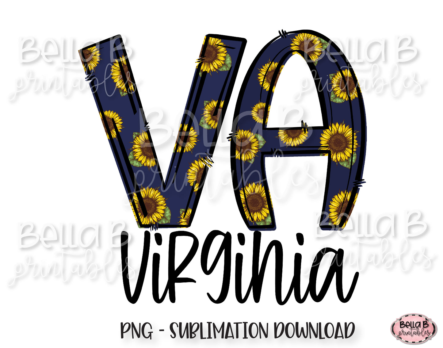 Sunflower Virginia State Sublimation Design