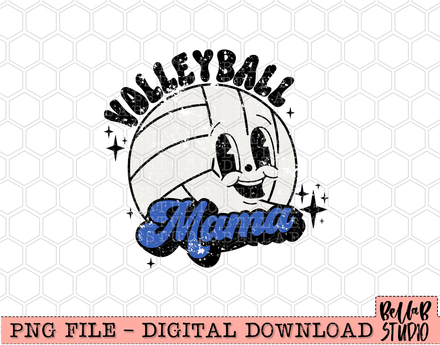 Volleyball Mama Retro Mascot PNG Design