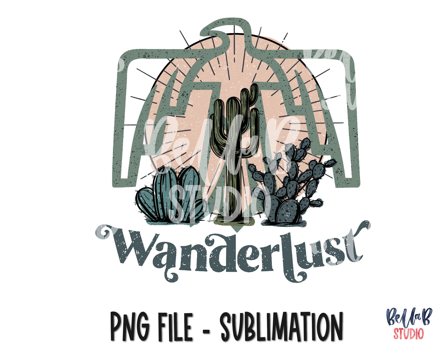 Retro Desert-Wanderlust Thunderbird Sublimation Design