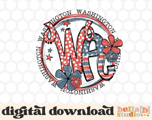 Washington Retro Flowers PNG Design