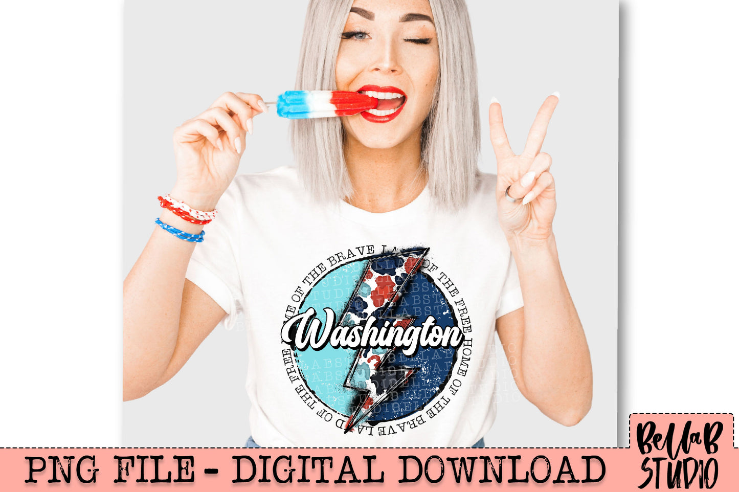 WASHINGTON Patriotic Bolt PNG Design