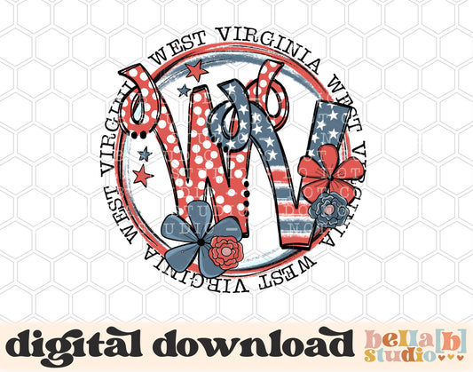 West Virginia Retro Flowers PNG Design