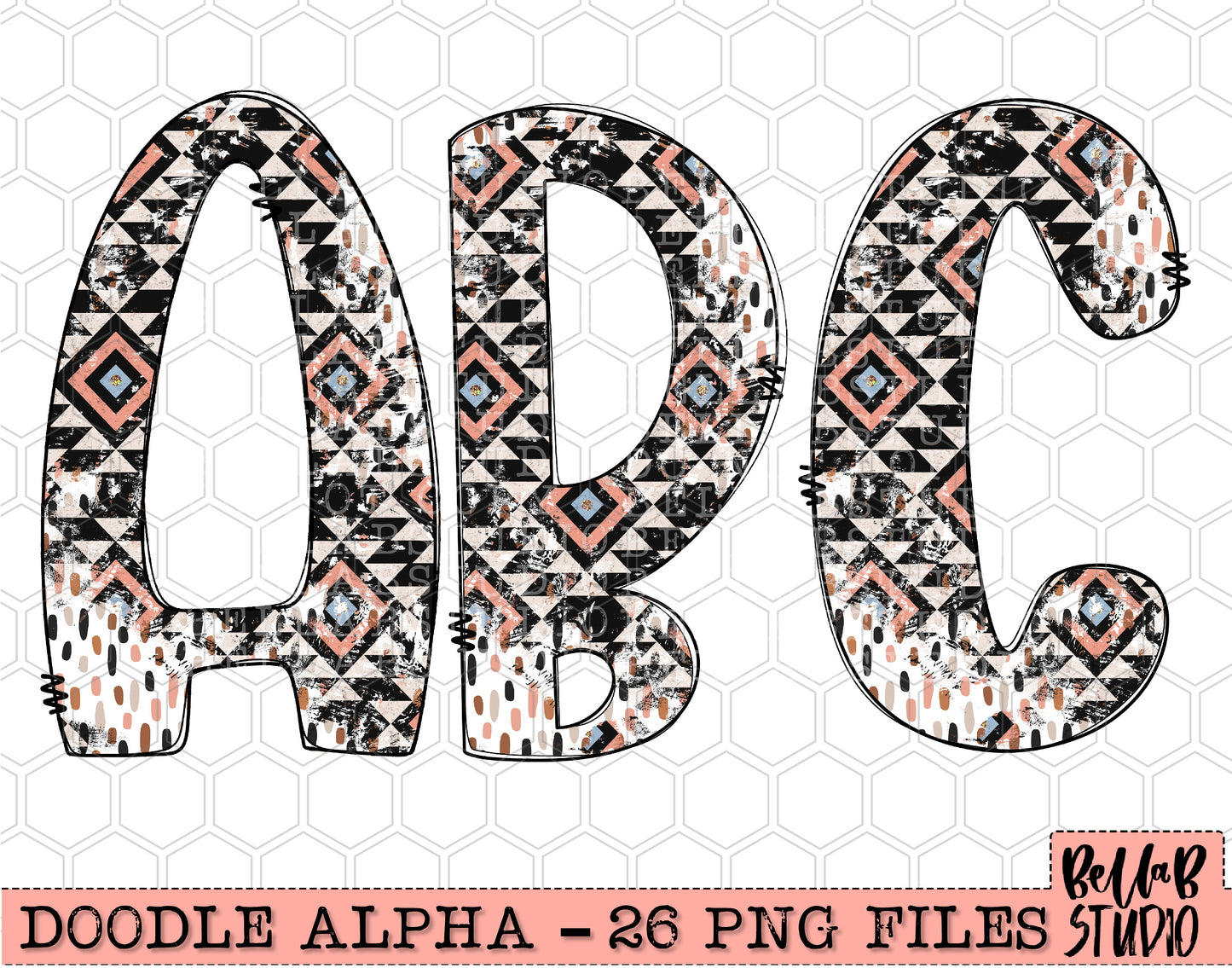 Western Aztec Doodle Alpha Set