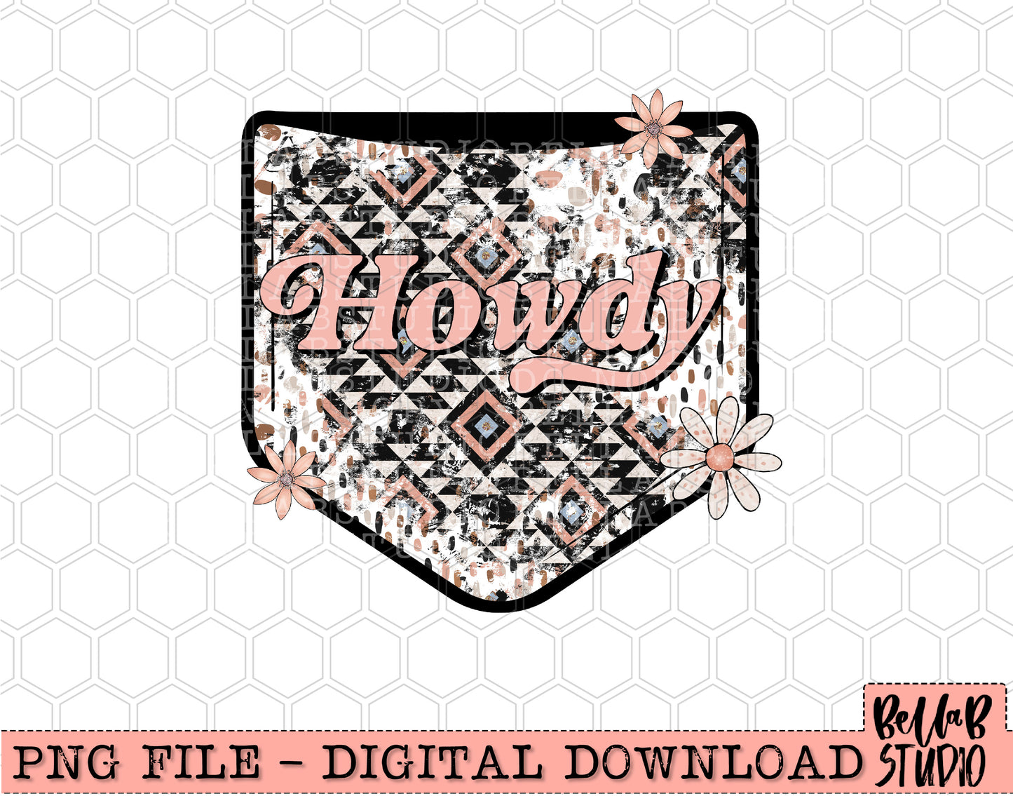 Western Howdy Pocket Design PNG Sublimation Design