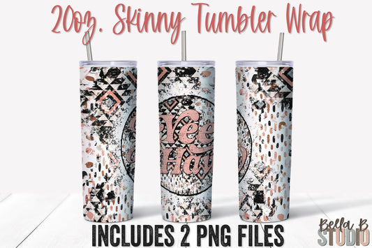 Western Aztec Yeehaw 20 oz Skinny Tumbler Design