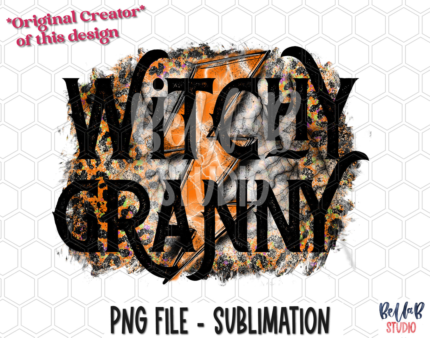 Lightning Bolt Witchy Granny Sublimation Design