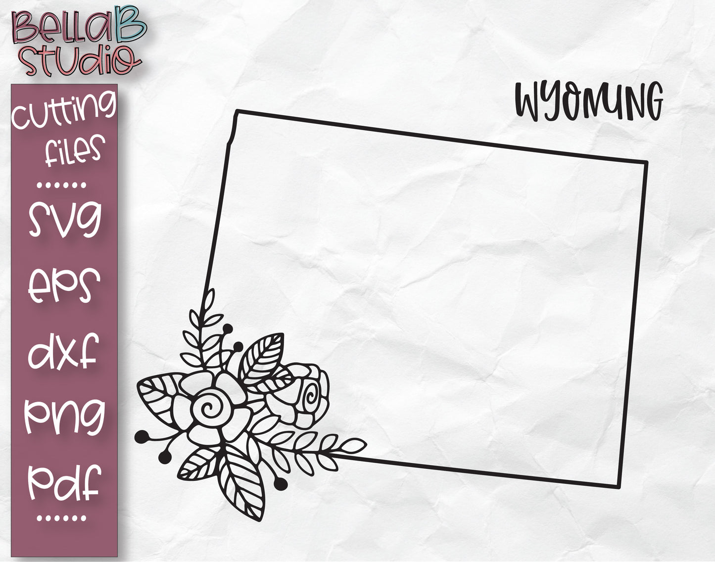 Floral Wyoming Map SVG File