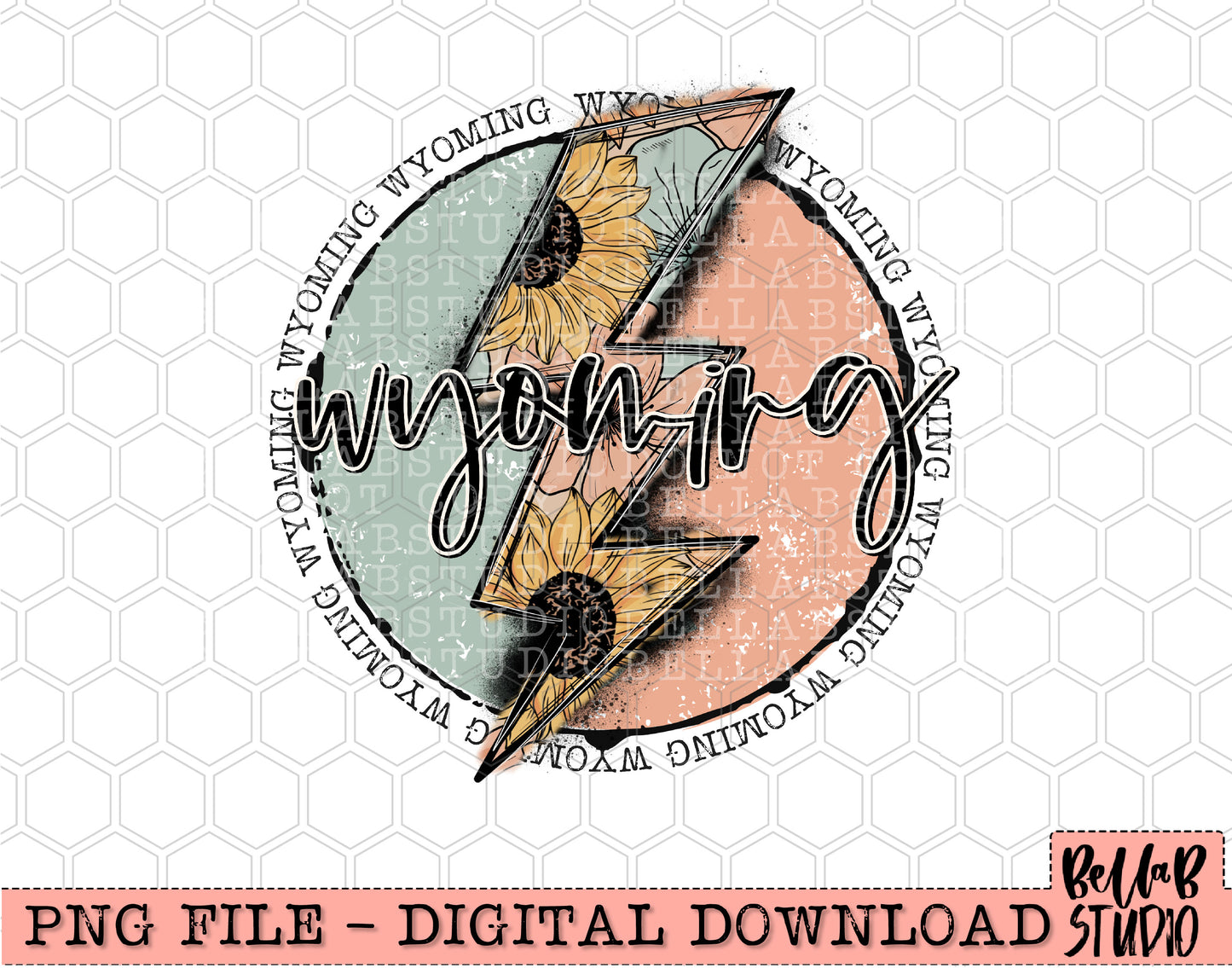 WYOMING Sunflower Bolt PNG Design