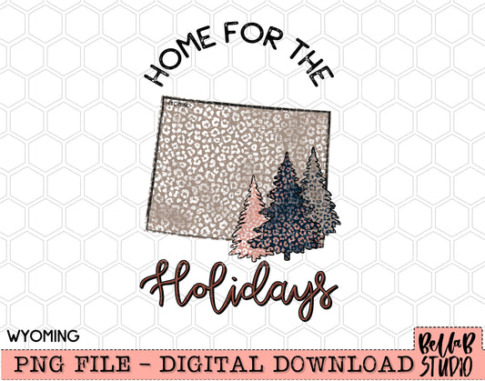 Home For The Holidays -Christmas Wyoming PNG Design
