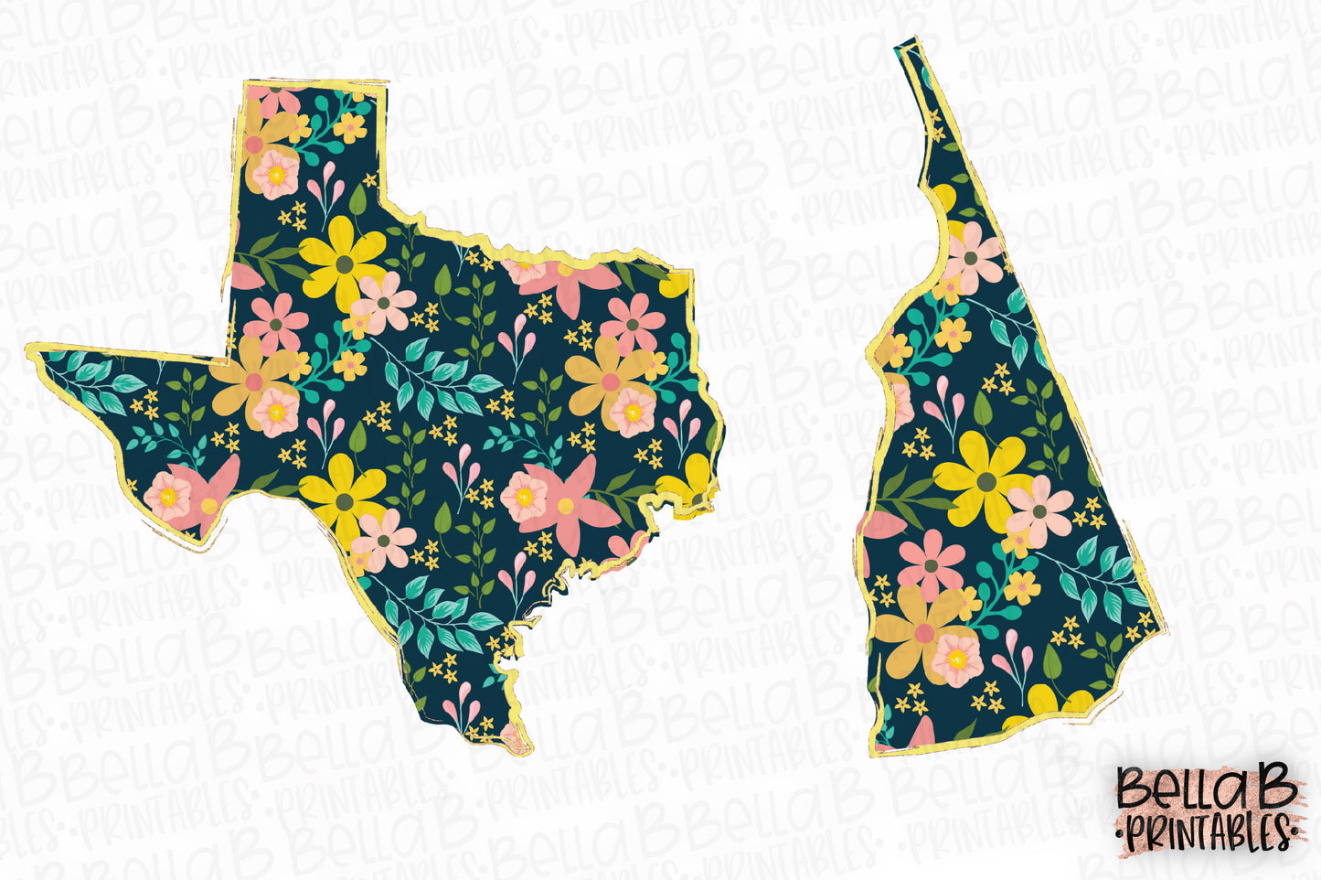 Yellow Floral United States Bundle, Sublimation Designs