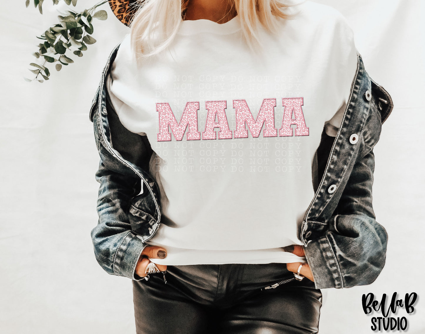 Faux Embroidered Alphabet Set - Pink Leopard