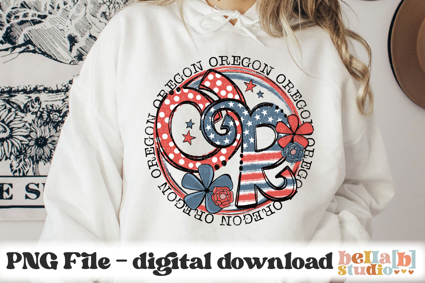 Oregon Retro Flowers PNG Design