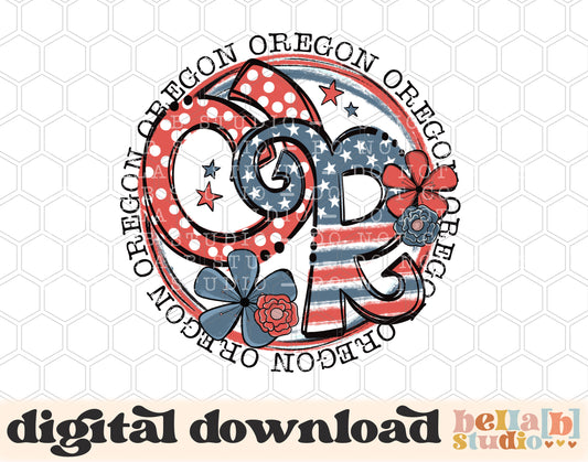 Oregon Retro Flowers PNG Design