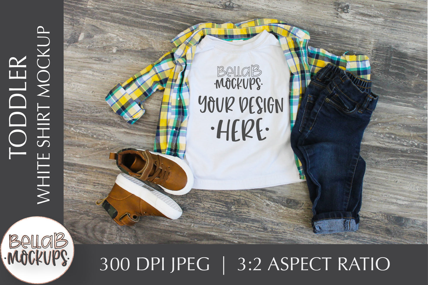 Toddler Boys White T Shirt Mockup