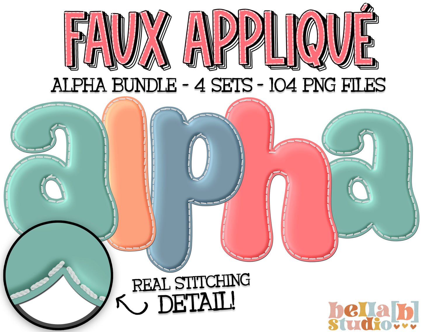 Faux Applique Cute Alphabet Bundle of All 4