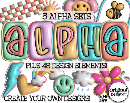 3D Inflated Spring Alpha + Elements Bundle