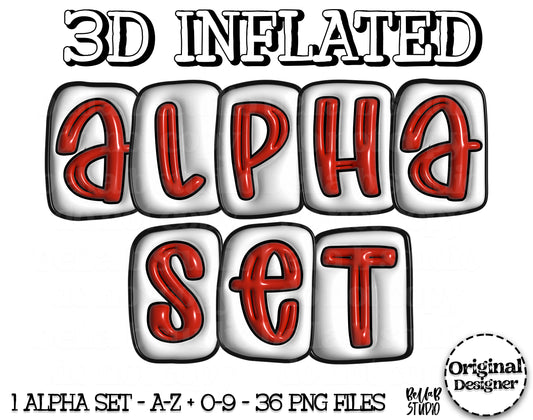 3D Inflated Red White Black Alpha Bundle