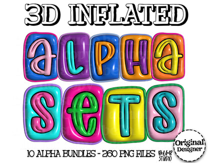 3D Inflated Alpha Bundle - Set of 10 Alphabets