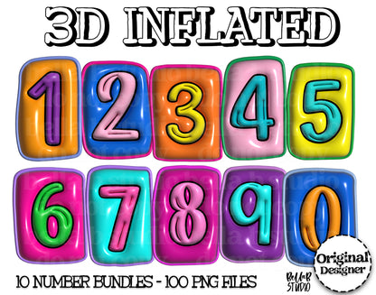 3D Inflated Numbers Bundle - Set of 10