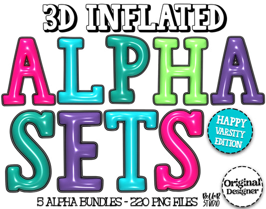 3D Inflated Varsity Happy Alpha Bundle - Set of 5 Alphabets