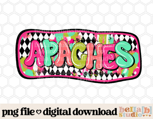 Apaches - Diamond Brushstrokes Mascot PNG